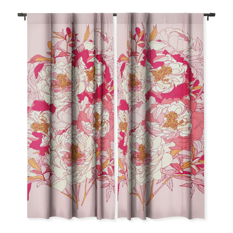 Showmemars Pink flowers of peonies Blackout Non Repeat