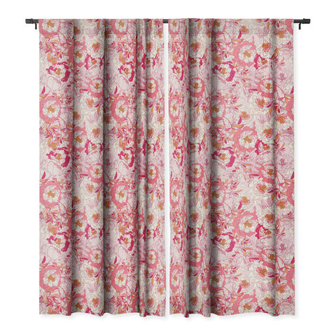 Showmemars Pink flowers of peonies Blackout Window Curtain
