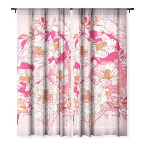 Showmemars Pink flowers of peonies Sheer Non Repeat