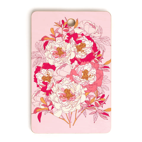 Showmemars Pink flowers of peonies Cutting Board Rectangle