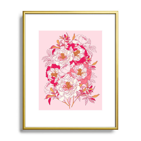 Showmemars Pink flowers of peonies Metal Framed Art Print