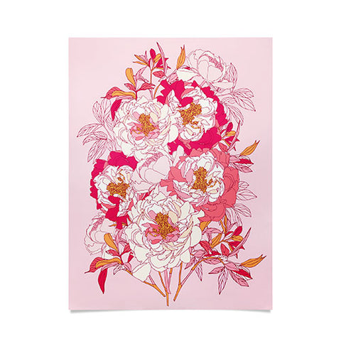 Showmemars Pink flowers of peonies Poster