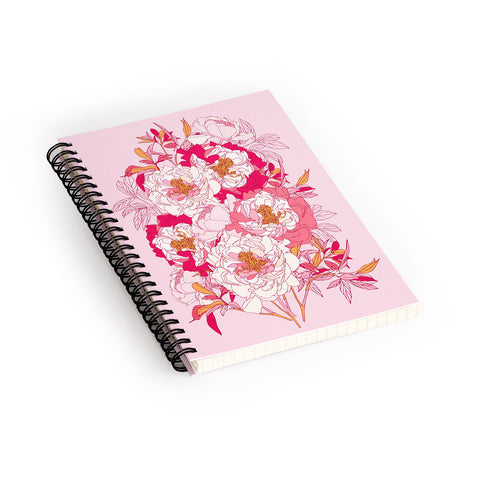 Showmemars Pink flowers of peonies Spiral Notebook