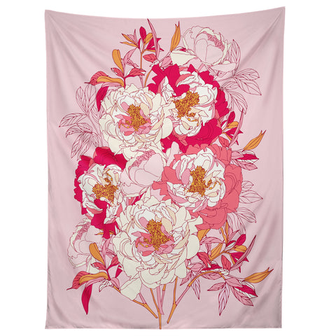 Showmemars Pink flowers of peonies Tapestry