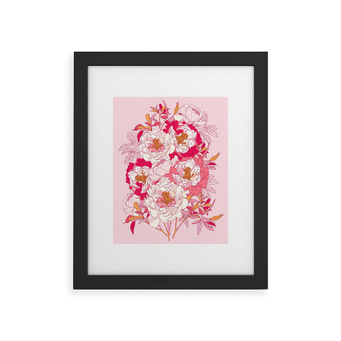 Showmemars Pink flowers of peonies Framed Art Print