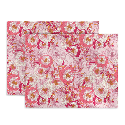 Showmemars Pink flowers of peonies Placemat