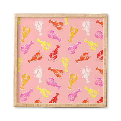 Showmemars Pink Lobster Pattern Framed Wall Art