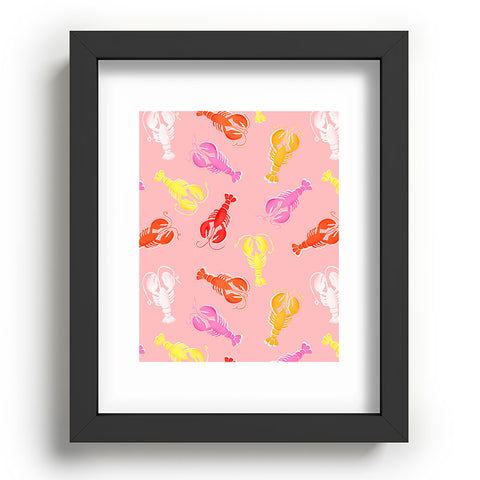 Showmemars Pink Lobster Pattern Recessed Framing Rectangle