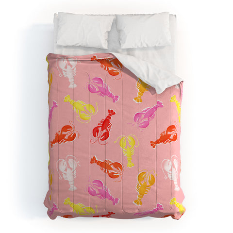 Showmemars Pink Lobster Pattern Comforter