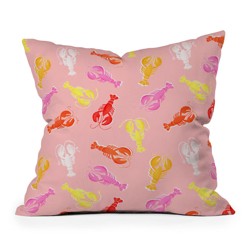 Showmemars Pink Lobster Pattern Throw Pillow