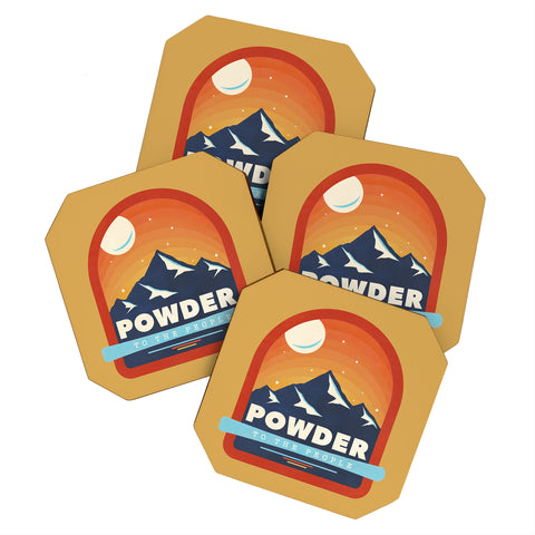 Showmemars Powder To The People Ski Badge Coaster Set