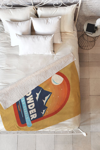 Showmemars Powder To The People Ski Badge Fleece Throw Blanket