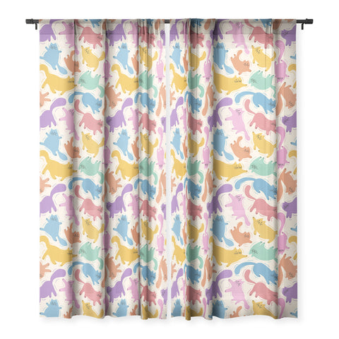 Showmemars Rainbow Cats I Sheer Window Curtain