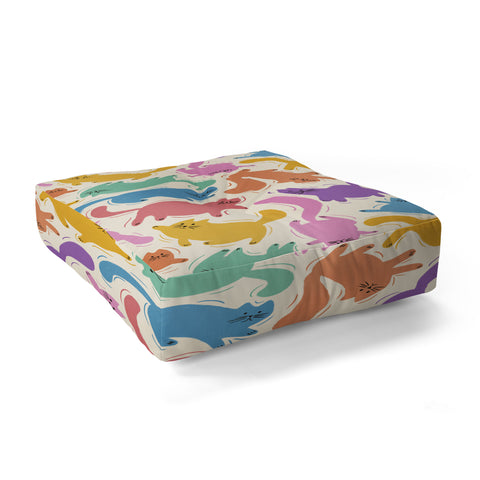 Showmemars Rainbow Cats I Floor Pillow Square