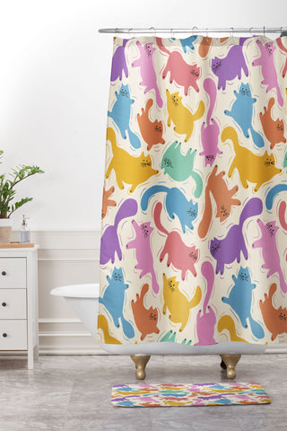Showmemars Rainbow Cats I Shower Curtain And Mat