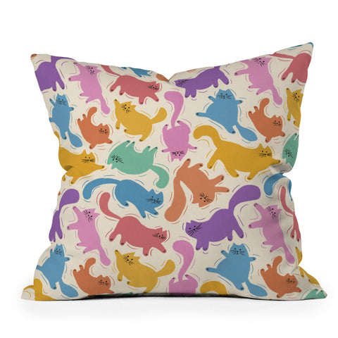 Showmemars Rainbow Cats I Outdoor Throw Pillow