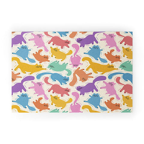 Showmemars Rainbow Cats I Welcome Mat