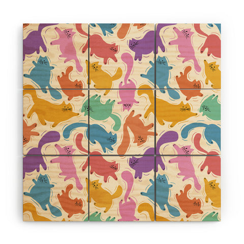 Showmemars Rainbow Cats I Wood Wall Mural
