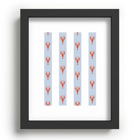 Showmemars Red Lobsters On Blue Stripes Recessed Framing Rectangle