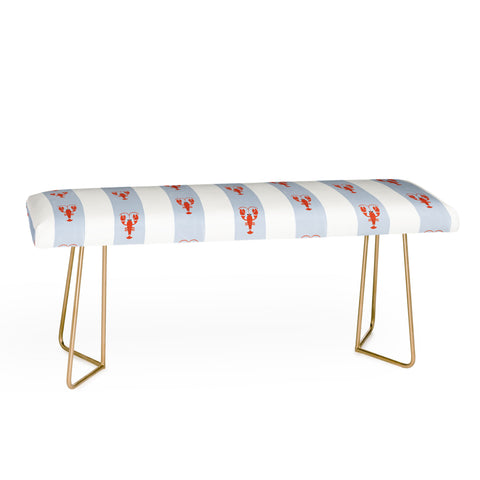 Showmemars Red Lobsters On Blue Stripes Bench