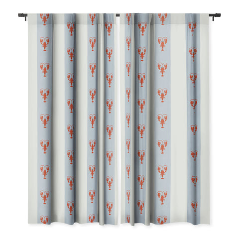 Showmemars Red Lobsters On Blue Stripes Blackout Non Repeat