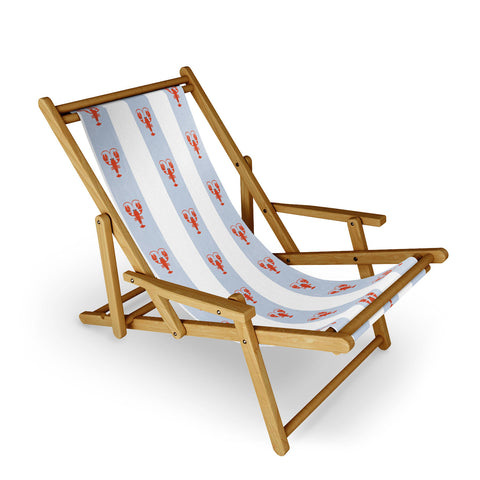 Showmemars Red Lobsters On Blue Stripes Sling Chair