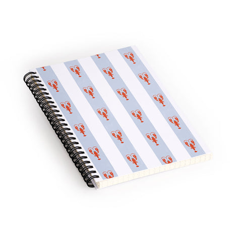 Showmemars Red Lobsters On Blue Stripes Spiral Notebook