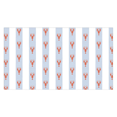 Showmemars Red Lobsters On Blue Stripes Tablecloth