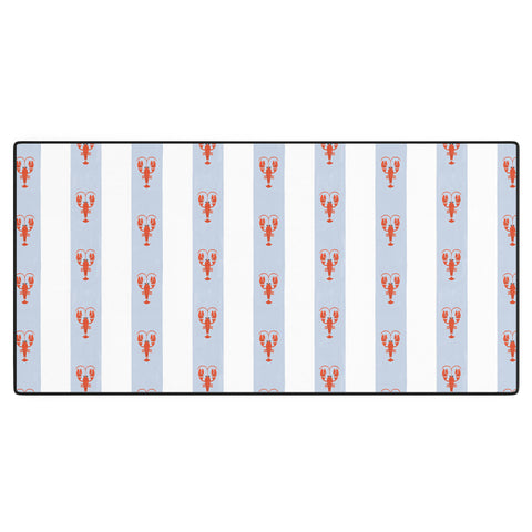 Showmemars Red Lobsters On Blue Stripes Desk Mat