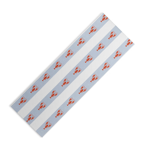 Showmemars Red Lobsters On Blue Stripes Yoga Mat