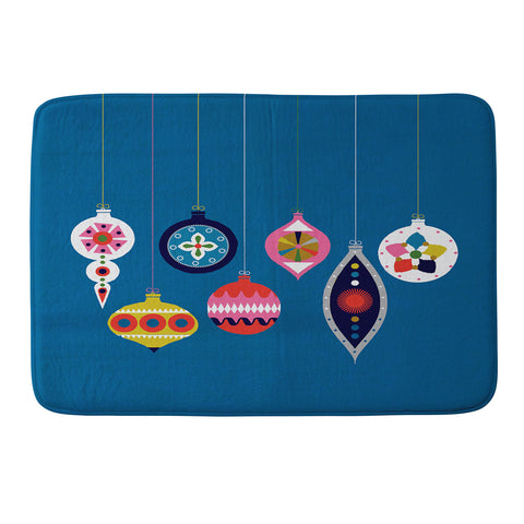 Showmemars Retro Christmas Baubles Memory Foam Bath Mat