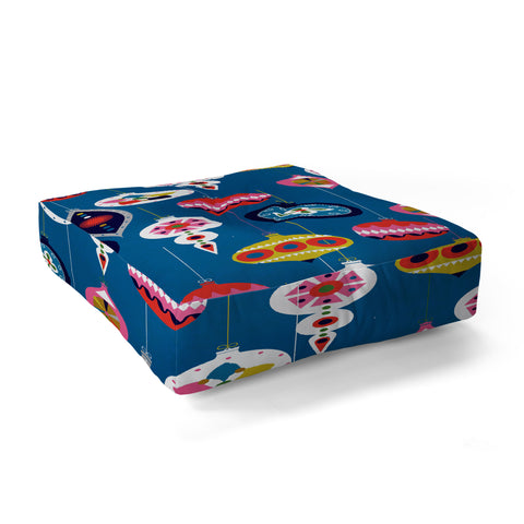 Showmemars Retro Christmas Baubles Floor Pillow Square