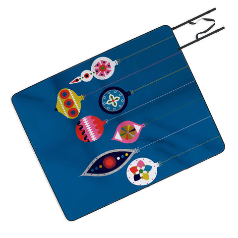 Showmemars Retro Christmas Baubles Picnic Blanket