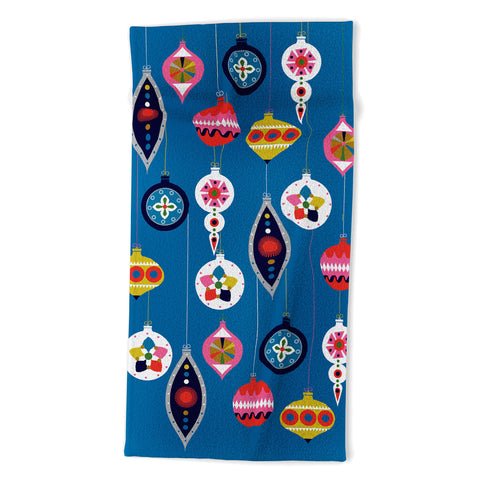 Showmemars Retro Christmas Baubles Beach Towel