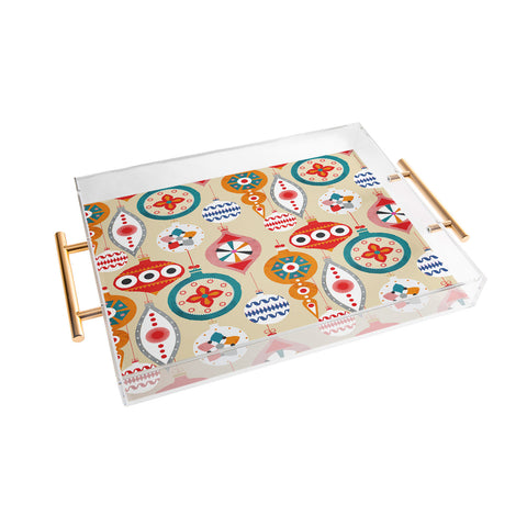 Showmemars Retro christmas ornaments pattern Acrylic Tray
