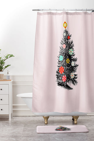 Showmemars Retro Christmas tree no2 Shower Curtain And Mat