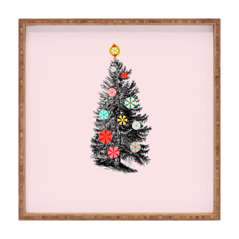Showmemars Retro Christmas tree no2 Square Tray