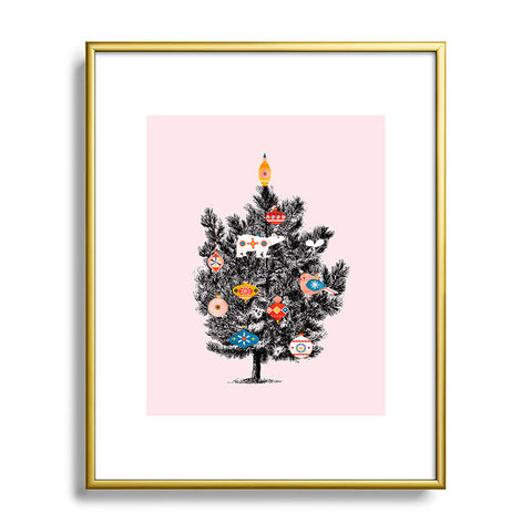 Showmemars Retro Christmas tree no3 Metal Framed Art Print