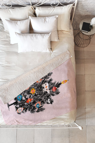 Showmemars Retro Christmas tree no3 Fleece Throw Blanket