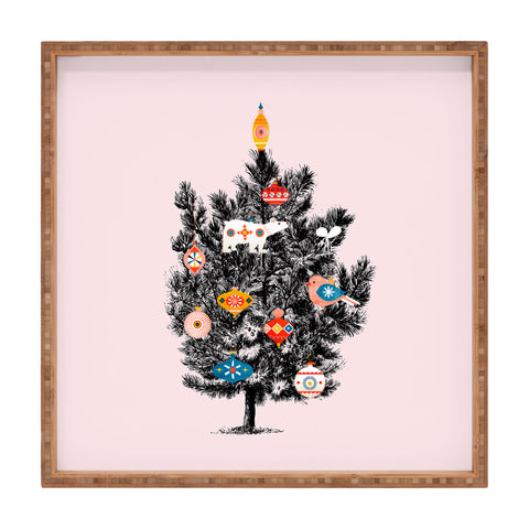 Showmemars Retro Christmas tree no3 Square Tray