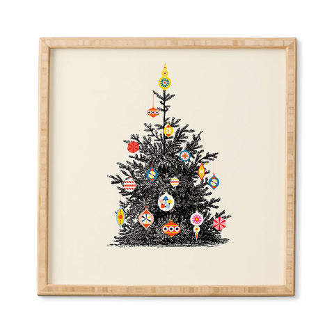 Showmemars Retro Decorated Christmas Tree Framed Wall Art