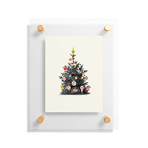 Showmemars Retro Decorated Christmas Tree Floating Acrylic Print