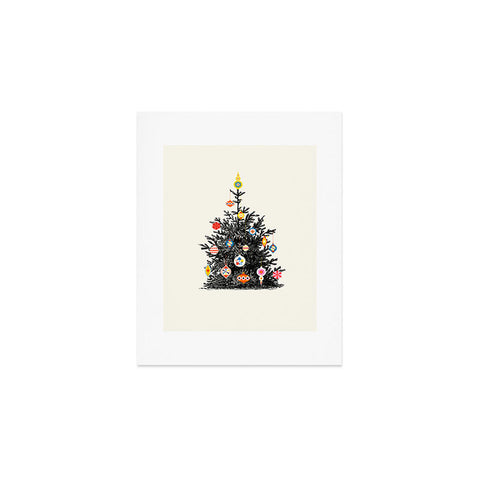 Showmemars Retro Decorated Christmas Tree Art Print