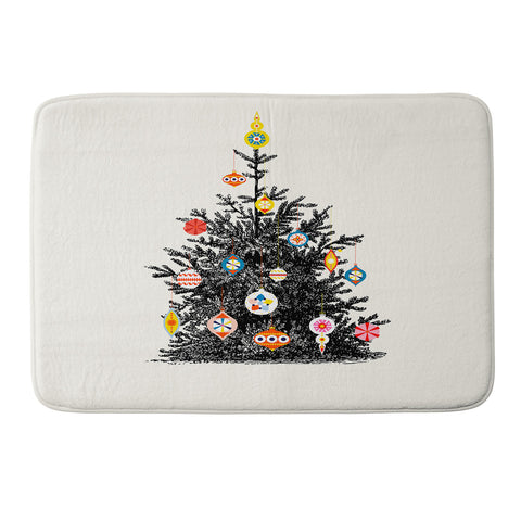 Showmemars Retro Decorated Christmas Tree Memory Foam Bath Mat
