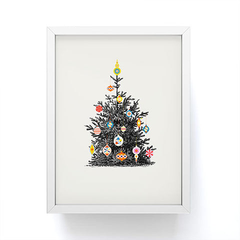Showmemars Retro Decorated Christmas Tree Framed Mini Art Print