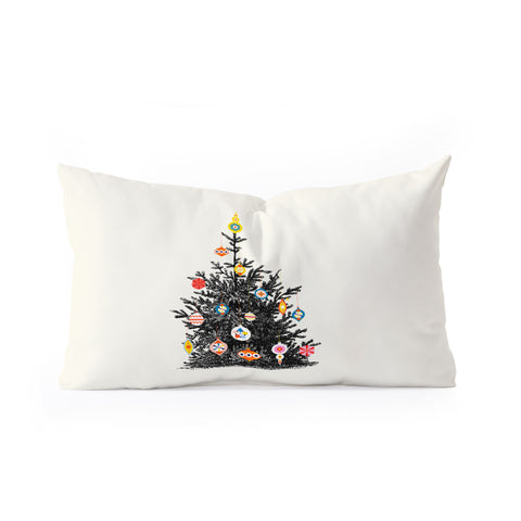 Showmemars Retro Decorated Christmas Tree Oblong Throw Pillow