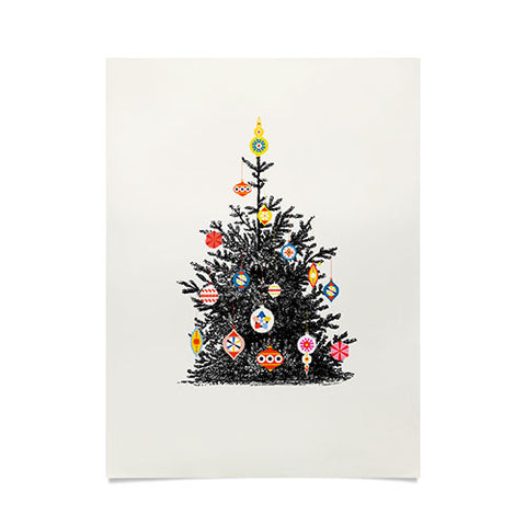 Showmemars Retro Decorated Christmas Tree Poster
