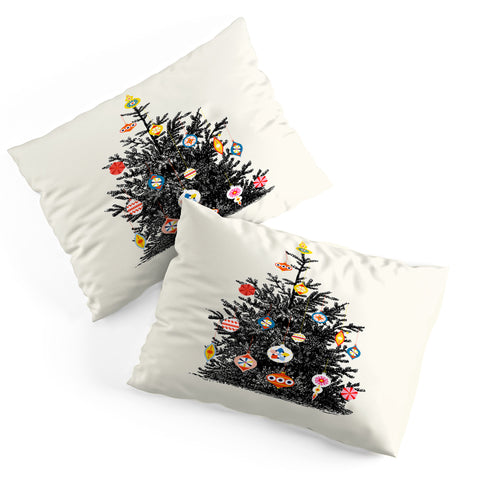 Showmemars Retro Decorated Christmas Tree Pillow Shams