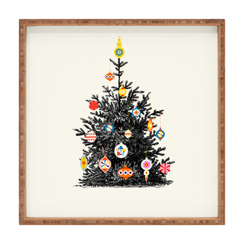 Showmemars Retro Decorated Christmas Tree Square Tray
