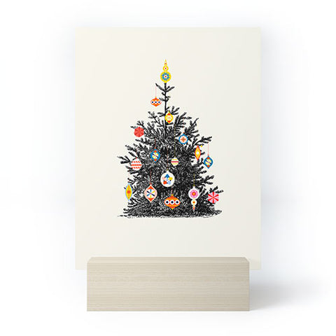 Showmemars Retro Decorated Christmas Tree Mini Art Print